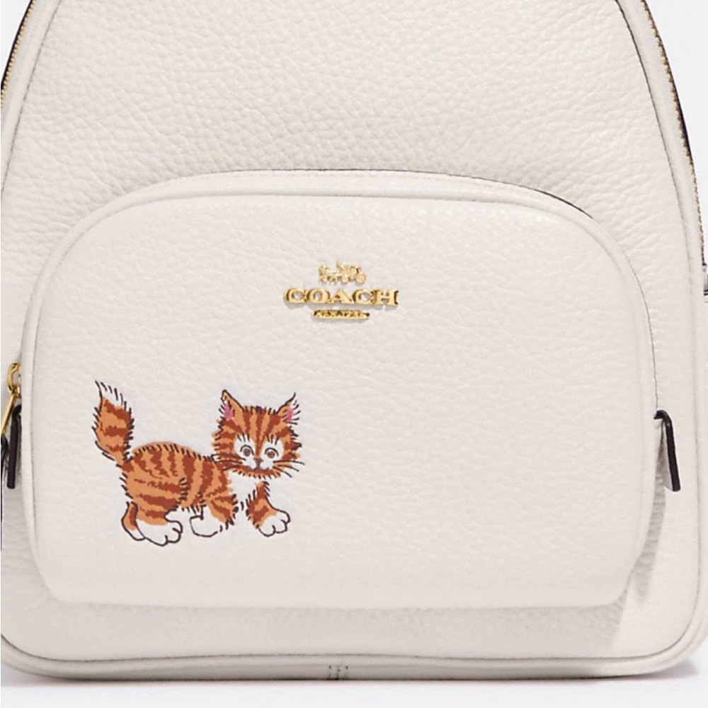 COACH Mini Court Backpack With Dancing Kitten COLOR:
Gold/Chalk Multi - Picture 3 of 6